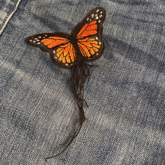 Jeans LOYAL MUSE UPCYCLED Sz 8 Reg Embroidery Butterfly Patches LOVE Rainbow 🌈 - Picture 9 of 14